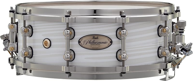 Pearl PHILHARMONIC 75TH ANNIV 14x5 MAPLE/BIRCH Snare Drum WHITE SWIRL