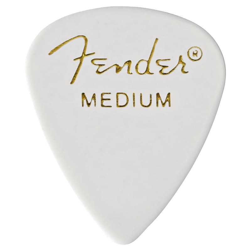 Fender Classic Celluloid 351 Shape Guitar Picks, Medium, White , 12-Pack image 1