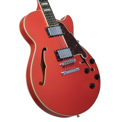 D'Angelico Premier SS Semi-Hollow Electric Guitar Stopbar Tailpiece Fiesta Red, DAPSSFRCSCB image 7