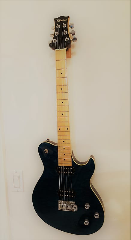 Silvertone Fastback Electric Guitar, Blue/Green image 1