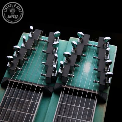c.1970s Vintage Double-Neck, Non-Pedal Double Eight 8 Lap Steel Hawaiian Slide Electric Guitar, Turquoise |  Unbranded; v. similar to Emmons, Sho-Bud / Possibly One-of-a-Kind or Prototype image 2