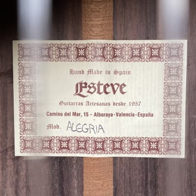 Esteve Alegria Classical Guitar Cedar & Indian Rosewood w/case *made in Spain image 9