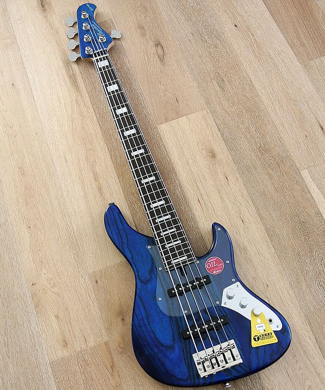 Bacchus Craft Japan Series - WL524DX-ASH - 5 string bass with 24 frets in  Blue Oil Finish