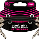 Ernie Ball 3 inch Flat Ribbon Patch Cable 3-Pack Black
