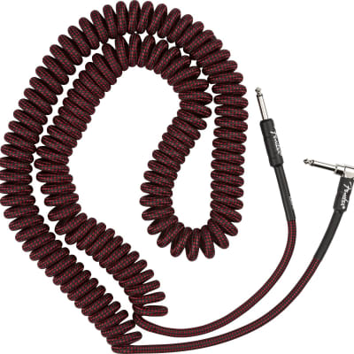 Fender Coiled Guitar/Instrument Cable, RED TWEED, Straight to Right-Angle 30'ft image 6