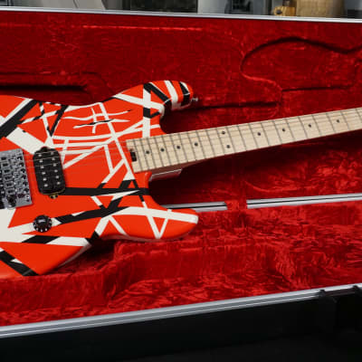 EVH Striped Series - Red with Black and White Stripes w/ EVH Striped Series Hard Case for sale