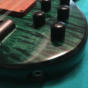 Prat Basses GODZILLA C3-WTF-24 24 string Bass (8x3) Trans Dark Emerald Green + Axe Handler Arc Stand image 12