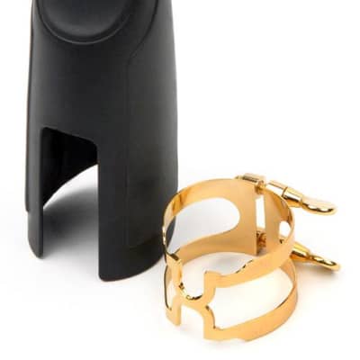 H-Ligature & Cap, Baritone Sax for Selmer-style Mouthpieces, Gold-plated image 1