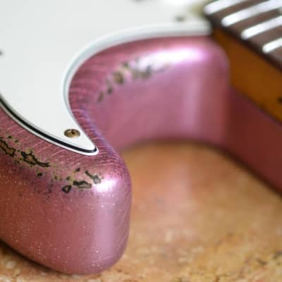 American Fender Custom Stratocaster Relic Nitro Faded Pink Sparkle image 6