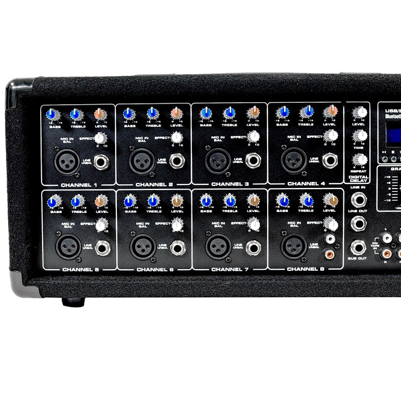 Seismic Audio LandSlide-8P 8 Channel DSP Professional Powered Mixer