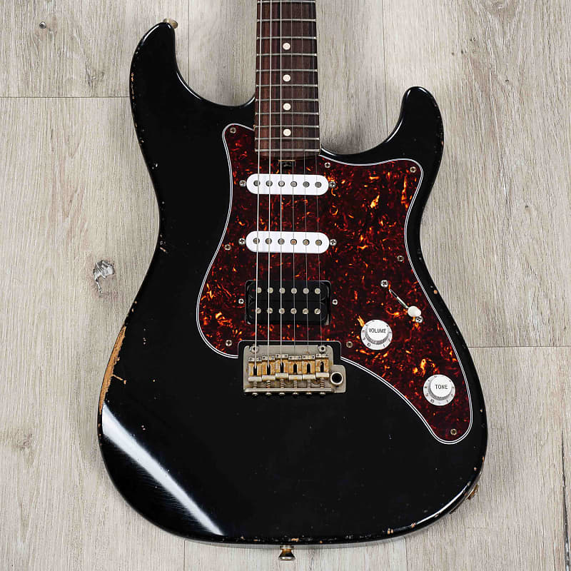 Friedman Vintage-S HSS Guitar, Rosewood Fretboard, Light-Aged Black image 1