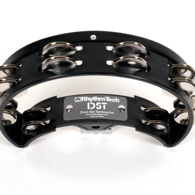 Rhythm Tech DST10 Drum Set Tambourine And Mount Black with Double Row Nickel Jingles image 2