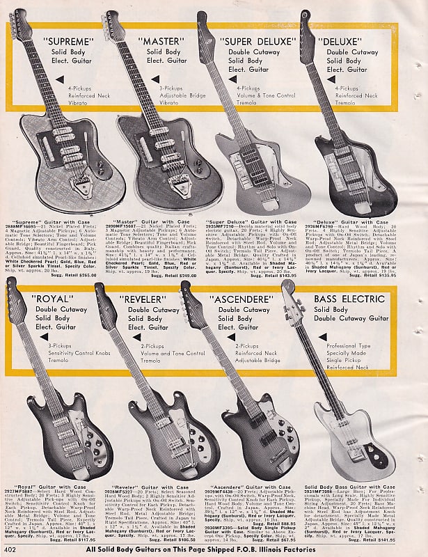 ORIGINAL 1965 Eko & Teisco Guitar Catalog Page Reverb UK