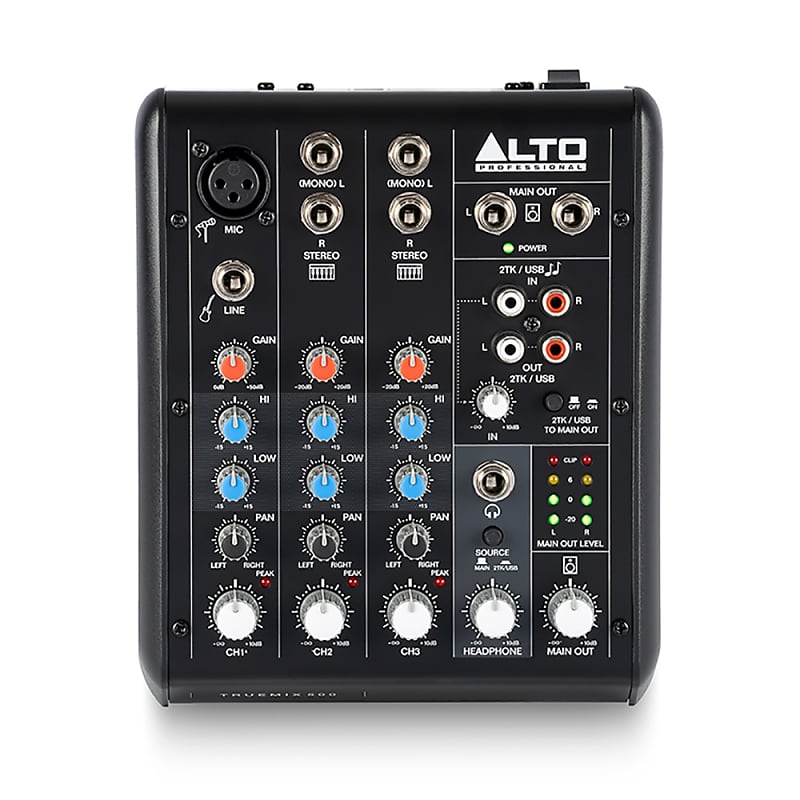 Alto TrueMix 500 5Channel USB Analog Mixer, Mic/Line Input, Reverb