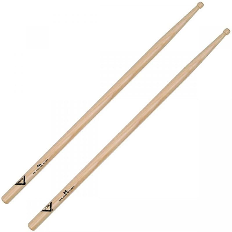 Vater VH8AW 8A American Hickory Wood Tip Drum Sticks image 1
