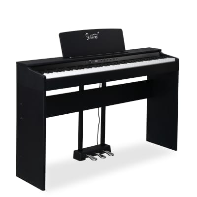 Glarry GDP-105 88 Keys Standard Full Weighted Keyboards Digital Piano with Furniture Stand, Power Adapter, Triple Pedals, Headphone，for All Experience Levels 2020s - Black image 1