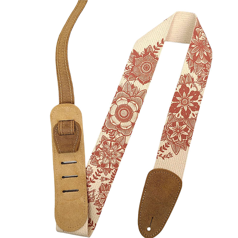 Henry Heller 2in Guitar Strap Cotton Flower David Hale Tattoo Art HDHCP image 1