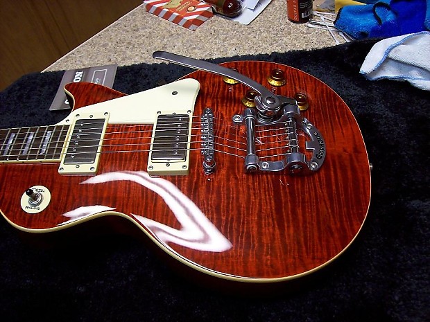 Mint 2001 Epiphone Limited Edition AAA Wine flame top Les Paul W/Bigsby  /Upgraded pickups/New hard