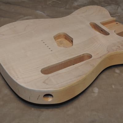 Unfinished Telecaster Body Book Matched Figured Flame Maple Top 2 Piece Alder Back Chambered Very Light 3lbs 4oz! image 10