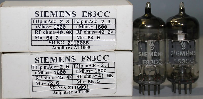 1 Match Pair (2pcs) E83CC 12AX7 Siemens Triple Mica Made in Germany  Amplitrex Tested#2116085&2116091