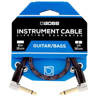 BOSS 1ft / 30cm Instrument Cable, Angled/Angled 1/4