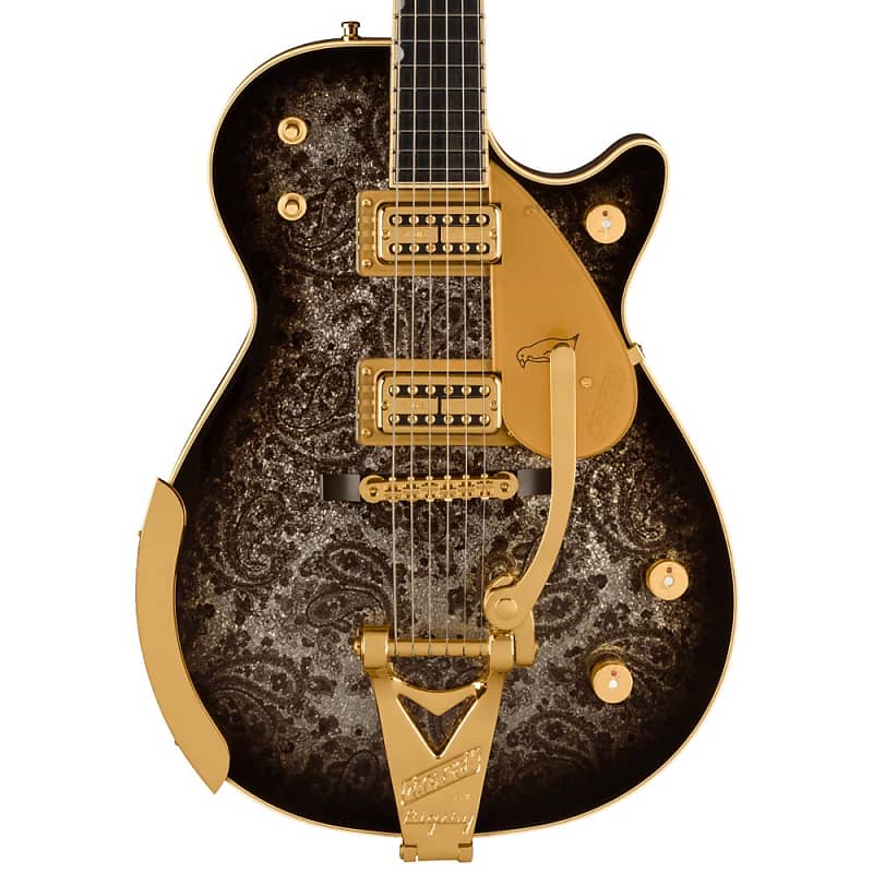 Gretsch G6134TG Limited-Edition Paisley Penguin Electric Guitar - Blackburst over Black and Silver Paisley Sparkle w/ Case image 1