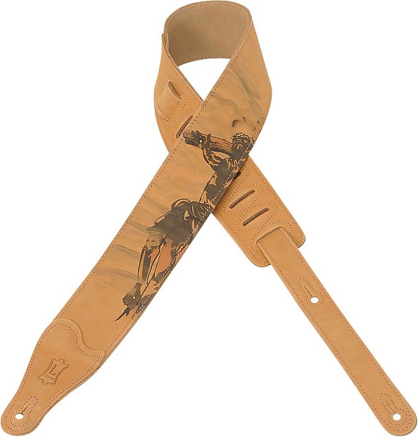 Levy's MN26PNH-004 Printed Leather Christian Guitar/Bass Strap-Jesus/Cross image 1