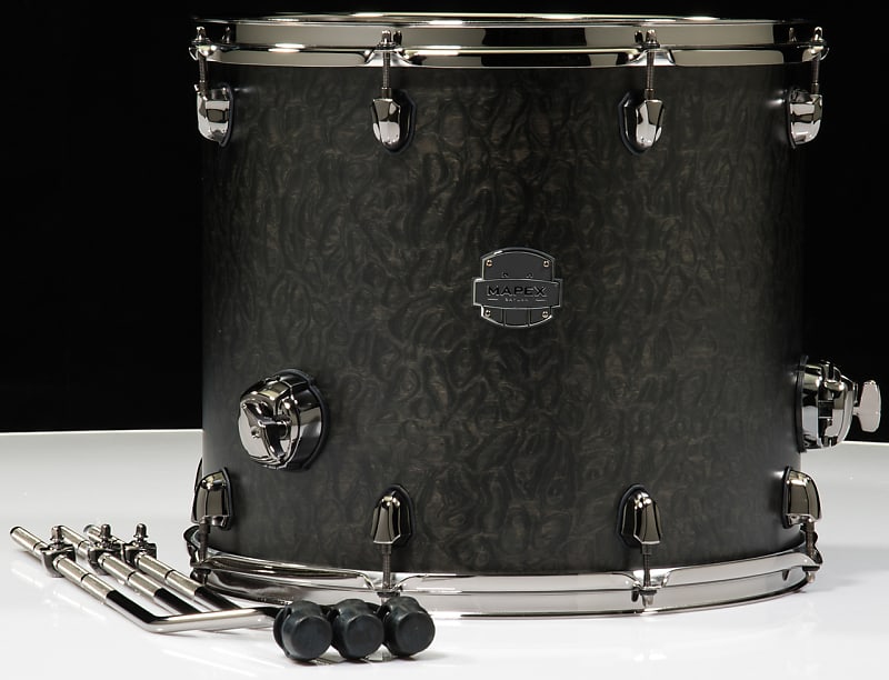 Mapex Saturn 18x16 Floor Tom Flat Black Maple Burl Reverb
