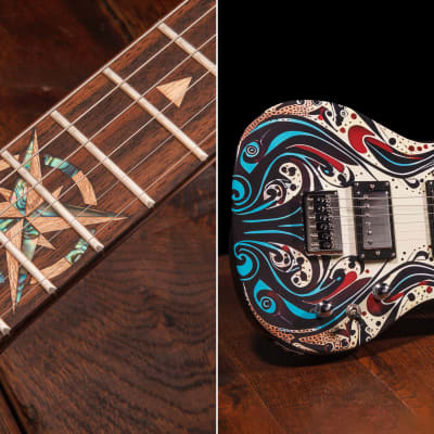 Lindo Sahara Electric Guitar | Nautical Star 12th Fret Inlay - Graphic Art Finish | 20th Anniversary Special Edition image 6