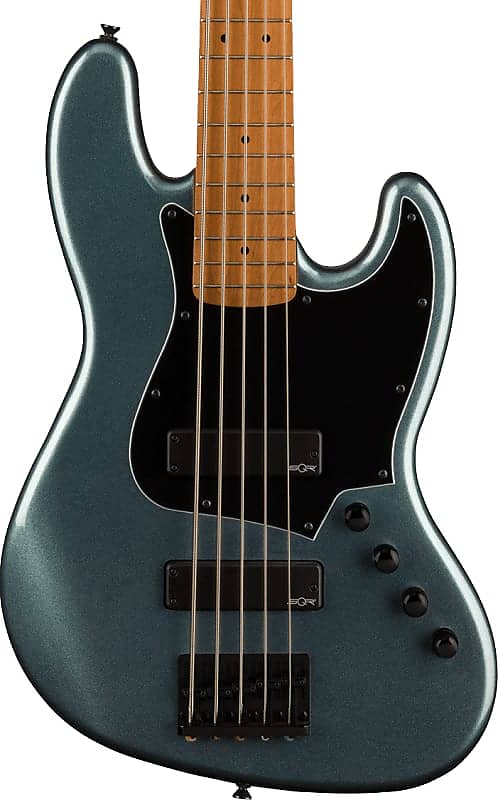 Squier Contemporary Active Jazz Bass HH V, Roasted Maple Fingerboard, Black Pickguard, Gunmetal Metallic image 1