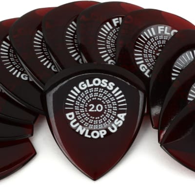 Dunlop 550R200 Flow Gloss Guitar Picks 2.0mm 12-pack (2-pack) Bundle