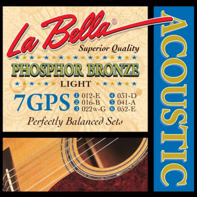 La Bella 7GPS 12-52, Acoustic Guitar Strings - Light image 1