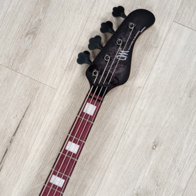Mayones Jabba Custom 4 Bass, Purpleheart Fretboard, 5A Burl Maple, Trans Dirty Purple Burst Gloss image 9