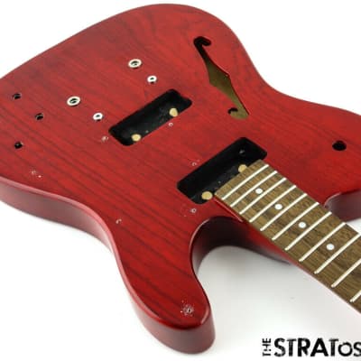 Fender JA-90 Jim Adkins Thinline Tele BODY + NECK Telecaster Crimson Trans Ash image 2