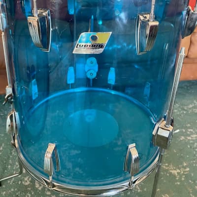 Ludwig Vistalite Big Beat 5pc Kit 12/13/16/22" with Matching 5x14" Snare Drum 1970s - Blue image 19