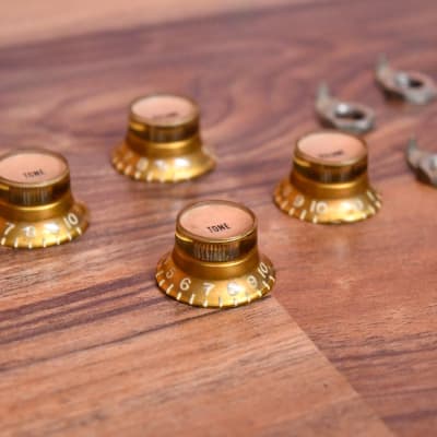 Gibson 1961 Original Gold Top Hat Reflector Knob Set with Pointers 1961 Late 1950's Early 1960's image 4