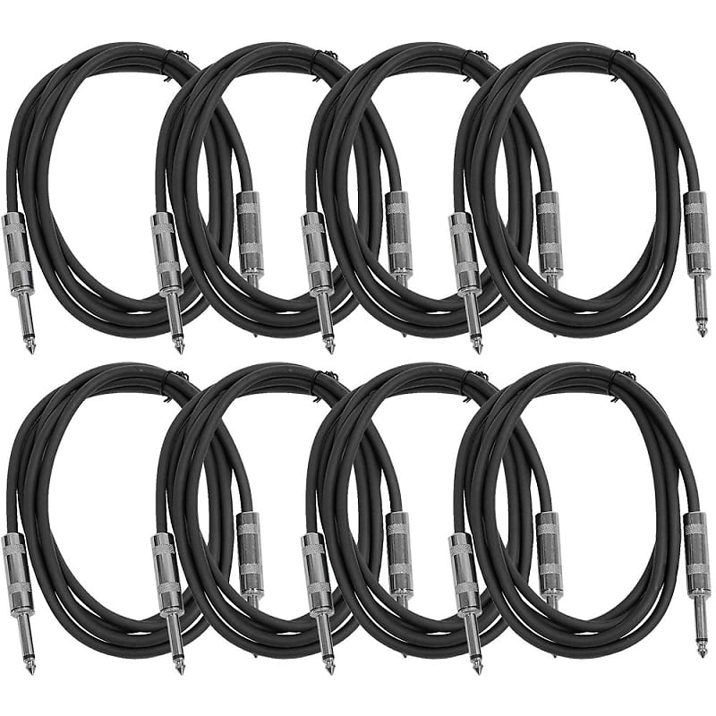 SEISMIC AUDIO New 8 PACK Black 1/4" TS 6' Patch Cables - Guitar - Instrument image 1
