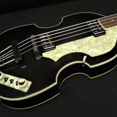 Hofner HCT-500/1-BK Contemporary Beatle Bass Trans BLACK, Custom with Tea Cup Knobs & LaBella Flats image 1
