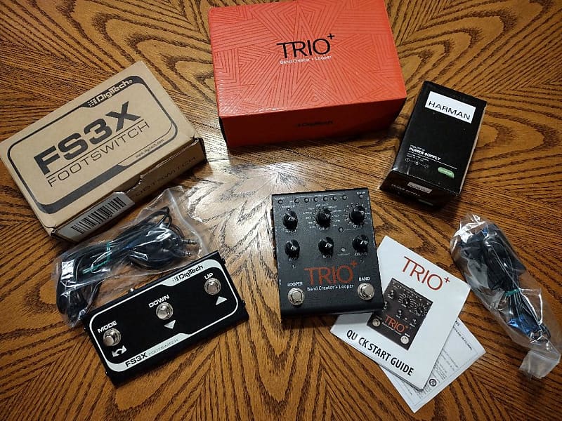DigiTech TRIO Plus Band Creator + Looper and powersupply with FS3X 3-Button Footswitch 2020s - Black image 1