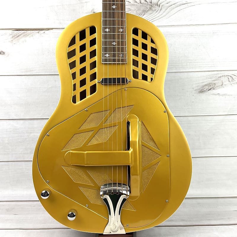 Royall Trifonium Hybrid Distressed Relic Mahogany Body Gold Top Lefthanded Tricone Resonator With Pickup image 1