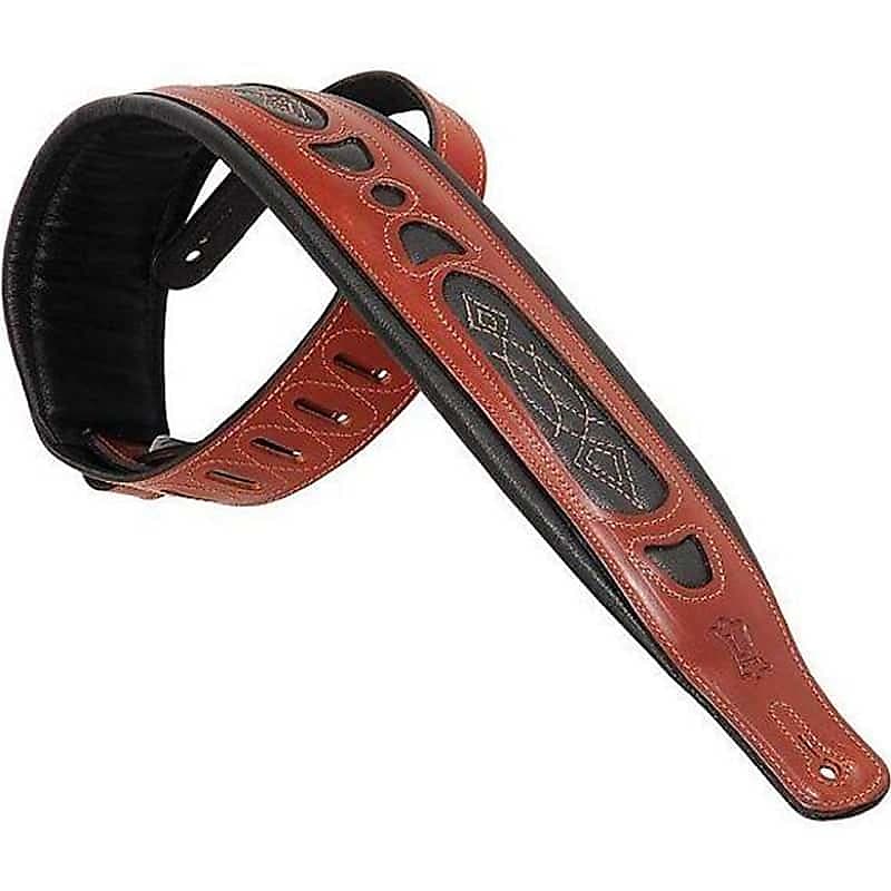 Levy's PM31 Carving Leather Guitar Strap with Contrasting Windows image 1
