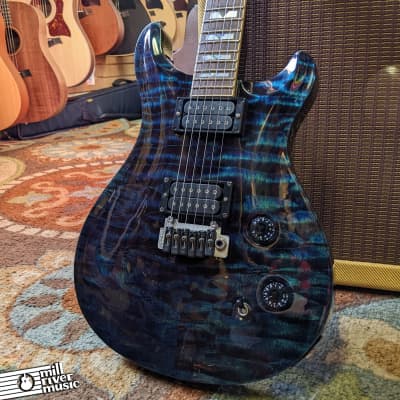 Custom Electric Guitar Blue Quilt Top Used image 1