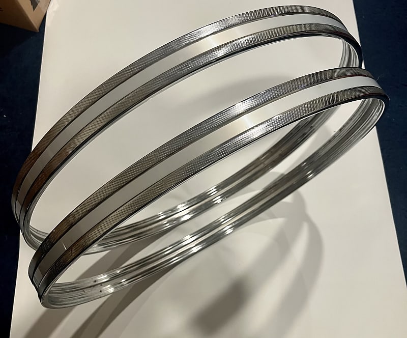 Tama Imperialstar 22” Metal Bass Drum Hoops w/ Metallic White Reverb