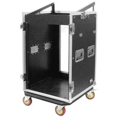 16 Space Rack Case with 10 Space Slant Mixer Top and DJ Work Table - 16U DJ Case image 4