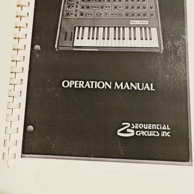 Sequential Circuits Pro One Vintage Manual