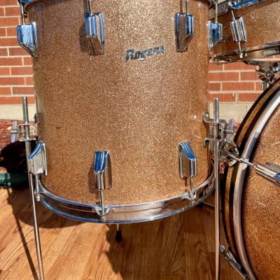 1960s Rogers Holiday Drum Set w/ Snare Pink Champagne Pearl Sparkle 20/12/14/5x14 image 5