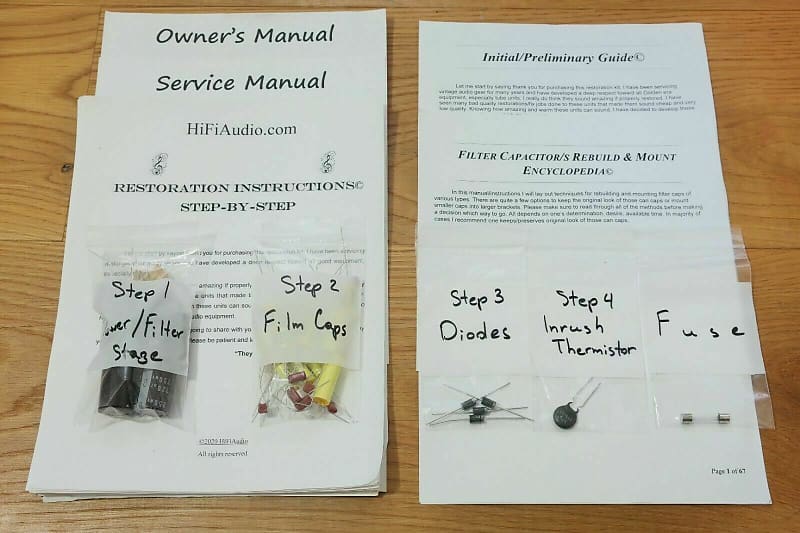 Sherwood S9900 restoration kit filter capacitor repair rebuild fix  			