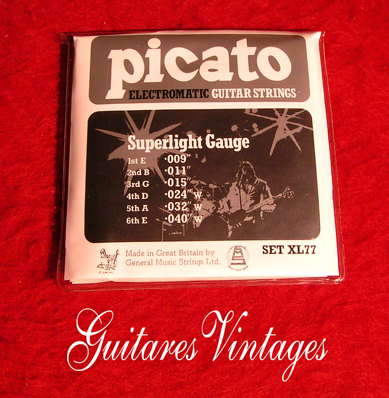 Rare jeu 6 cordes Picato Electromatic 9-40 new old stock années 70