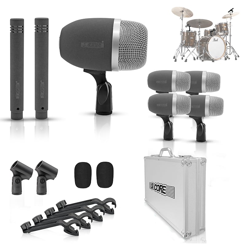 5 Core Drum Mic Kit Professional 7 Piece Drumset Microphone | Reverb