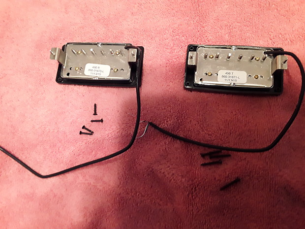 Gibson 490R, 498T Chrome Cover Pickup Set 4 Wire With Rings, Screws,  Springs. 2015